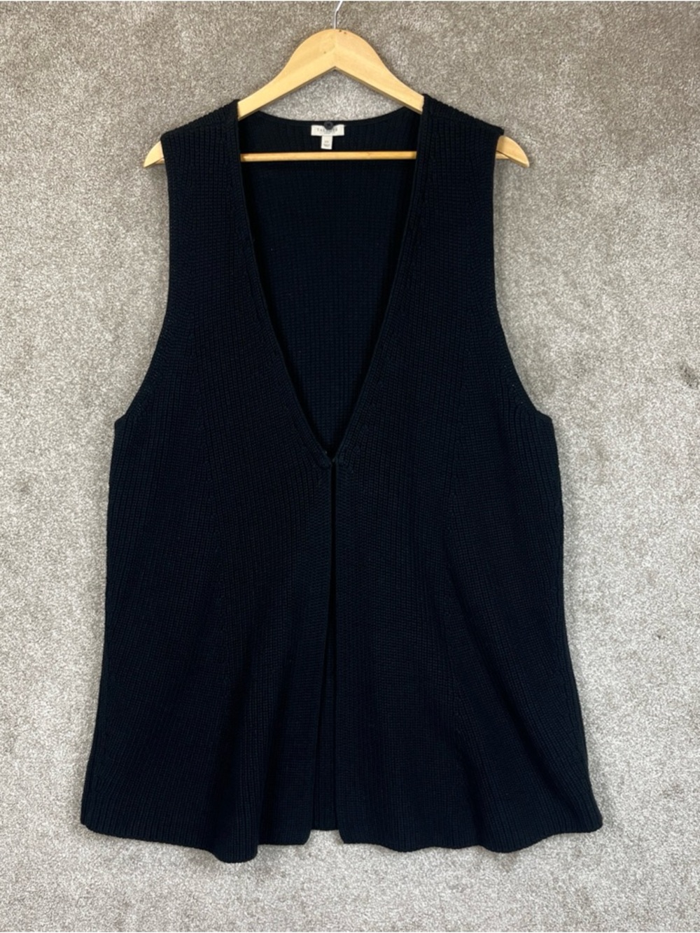 Talbots Cardigan Womens 2X Black Sleeveless Removable Faux Fur Collar Knit- 4519 - Picture 14 of 15